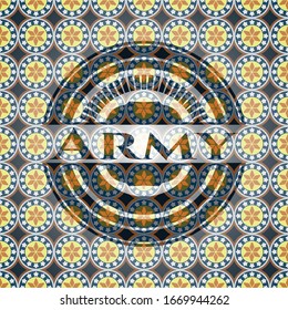 Army arabic style emblem. Arabesque decoration.