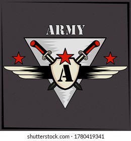 Army arms and weapon in retro poster showing motivation to Join Army in vector