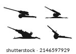 army artillery system set. cannon and howitzer icons. isolated vector image for military concepts and web design