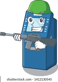 Army ATM machine isolated with the mascot