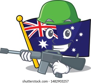 Army Australian Flag Clings To Cartoon Wall