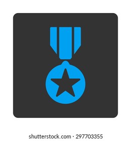 Army award icon from Award Buttons OverColor Set. Icon style is blue and gray colors, flat rounded square button, white background.