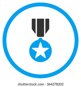 Army Award vector icon. Style is bicolor flat symbol, blue and gray colors, rounded angles, white background.