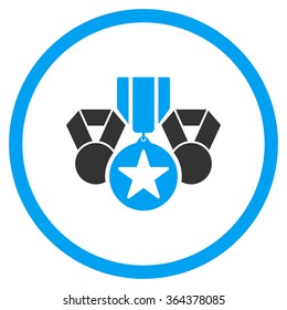 Army Awards vector icon. Style is bicolor flat symbol, blue and gray colors, rounded angles, white background.