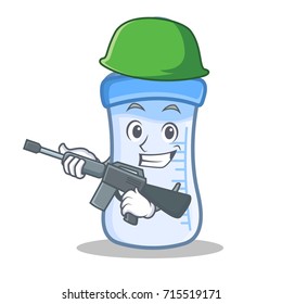 Army baby bottle character cartoon