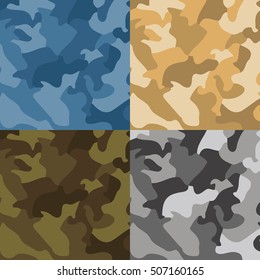 Army background of soldier camouflaging pattern. Vector set.