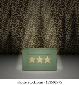 Army background with wooden box. Vector illustration