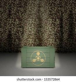 Army background with wooden box. Vector illustration