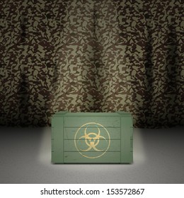 Army background with wooden box. Vector illustration