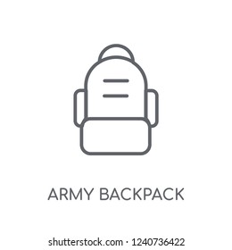 Army backpack linear icon. Modern outline Army backpack logo concept on white background from army and war collection. Suitable for use on web apps, mobile apps and print media.