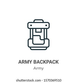 Army backpack outline vector icon. Thin line black army backpack icon, flat vector simple element illustration from editable army concept isolated on white background