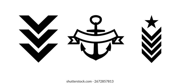 Vector de Colección de la insignia del ejército en color negro
