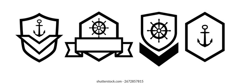 Vetor de Coleção de Emblemas do Exército na Cor Preta