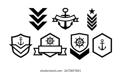 Vector de Colección de la insignia del ejército en color negro
