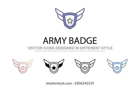 Army Badge icon design with white background stock illustration