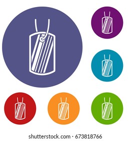 Army badge icons set in flat circle reb, blue and green color for web