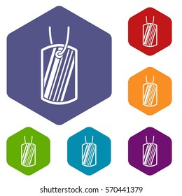 Army badge icons set rhombus in different colors isolated on white background