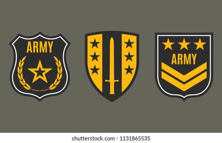 Army badge. Military patch with star. Force emblem. Vector illustration.