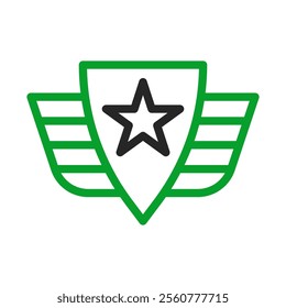 Army badge with star and wings. Concept of military, honor, and bravery.