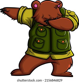 The army bear is posing with the swag pose of illustration