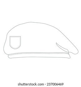 Army beret, outline drawings, military beret , beret isolated