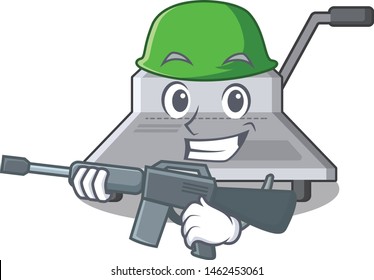 Army binding machine isolated in the mascot