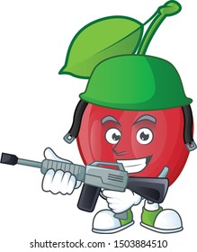 Army Bing Cherries Isolated Mascot In Character