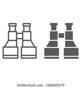 Army binoculars line and glyph icon, explore and military, lens sign, vector graphics, a linear pattern on a white background, eps 10.