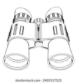 Armee Binoculars Vektor 03. Illustration einzeln auf weißem Hintergrund. Eine Vektorgrafik von Binokularen.