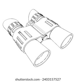 Armee Binoculars Vektor 04. Illustration einzeln auf weißem Hintergrund. Eine Vektorgrafik von Binokularen.