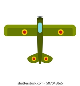 Army biplane icon. Flat illustration of army biplane vector icon for web