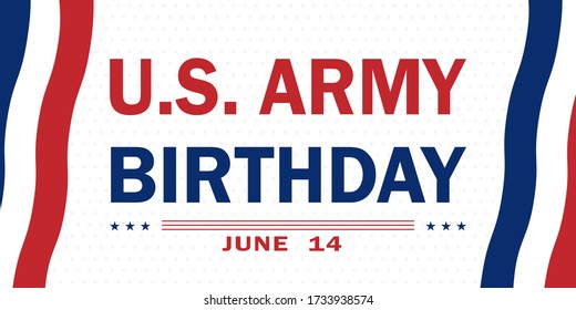 Cumpleaños del Ejército de Estados Unidos, celebrado tradicionalmente el 14 de junio con los colores de la bandera ondeando estadounidense, diseño de fondo para afiches