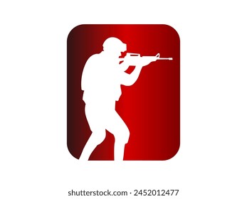 Army black shape vector illustration set isolated on white background. 