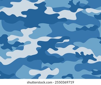 
Army blue camouflage, military texture, nautical pattern on textile, background repeat