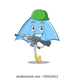 Army blue umbrella character cartoon