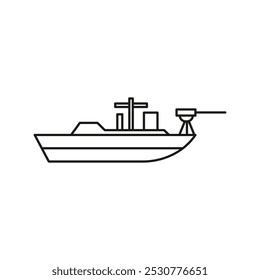 Conjunto de símbolos de línea plana de icono de barco del ejército.