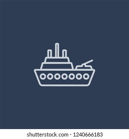 army boat icon. army boat linear design concept from Army collection. Simple element vector illustration on dark blue background.