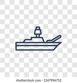 army boat icon. Trendy linear army boat logo concept on transparent background from army and war collection