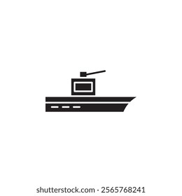 army boat icon Vector flat thin line illustration