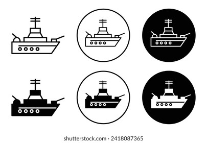 army boat vector icon set collection. army boat Outline flat Icon.