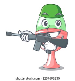 Army boiled egg cup isolated on mascot