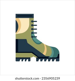 Army Boot Creative Stylish, Combat Leather Boot, Para Trooper, Tactical Military Boot Vector Art Illustration