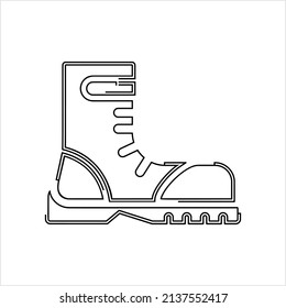 Army Boot Icon, Combat Leather Boot, Para Trooper, Tactical Military Boot Vector Art Illustration