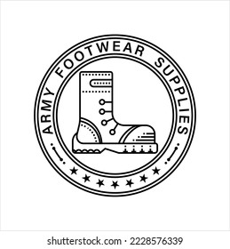 Army Boot Icon, Combat Leather Boot, Para Trooper, Tactical Military Boot Vector Art Illustration