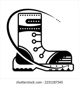 Army Boot Icon, Combat Leather Boot, Para Trooper, Tactical Military Boot Vector Art Illustration