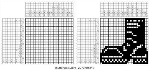 Army Boot Icon Nonogram Pixel Art, Combat Leather Boot, Para Trooper, Tactical Military Boot Vector Art Illustration, Logic Puzzle Game Griddlers, Pic-A-Pix, Picture Paint By Numbers, Picross