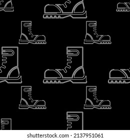 Army Boot Icon Seamless Pattern, Combat Leather Boot, Para Trooper, Tactical Military Boot Vector Art Illustration