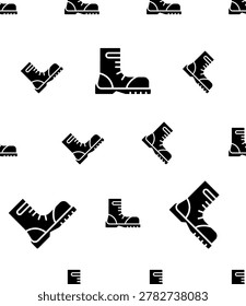 Army Boot Icon Seamless Pattern, Combat Leather Boot, Para Trooper, Tactical Military Boot Vector Art Illustration