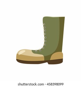 Army boots icon in cartoon style isolated on white background. Equipment symbol