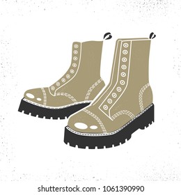 Army Boots isolated on white background.Vector illustration.